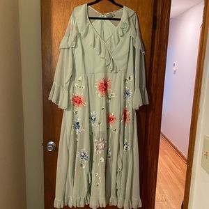 flower flower maxi dress light mint green plus 16